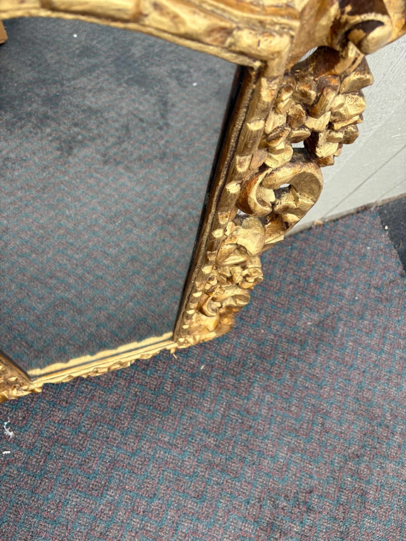 67462  Baroque Style Ornate Gold Gilt Wall Mirror with Floral Motif