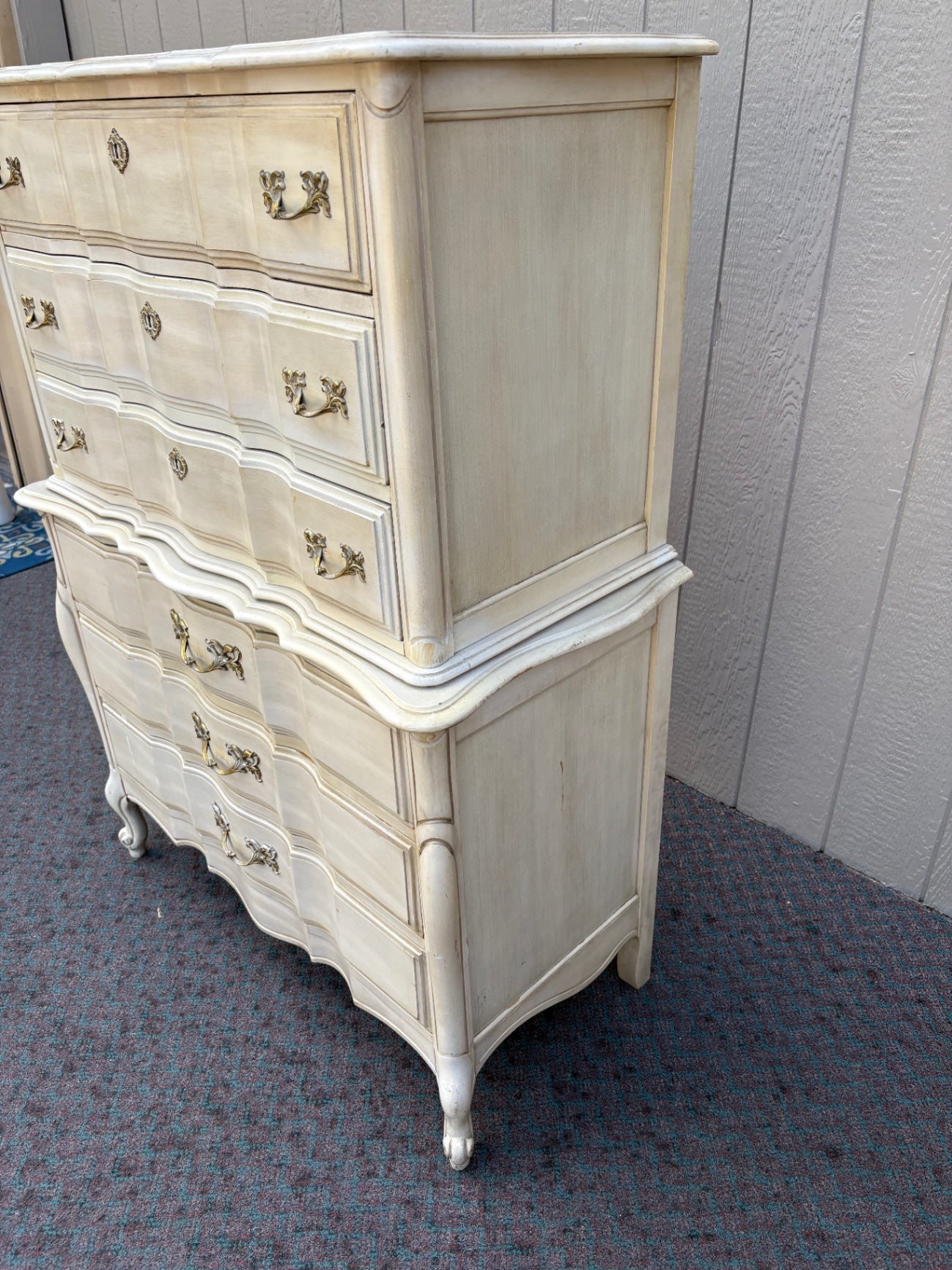 67948 Elegant French Provincial Tall Chest of Drawers in Cream Finish