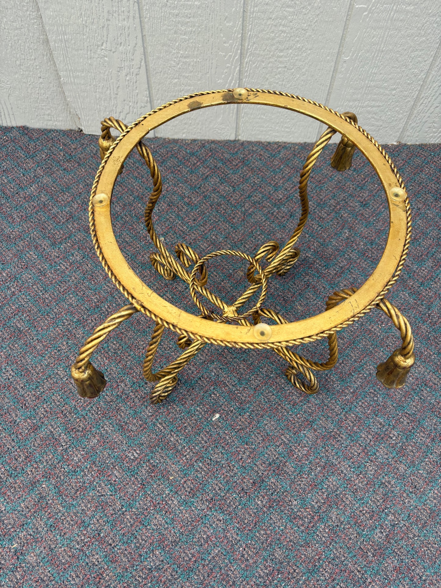 67703 Italian Mid-Century Brass and Glass Round Accent Table