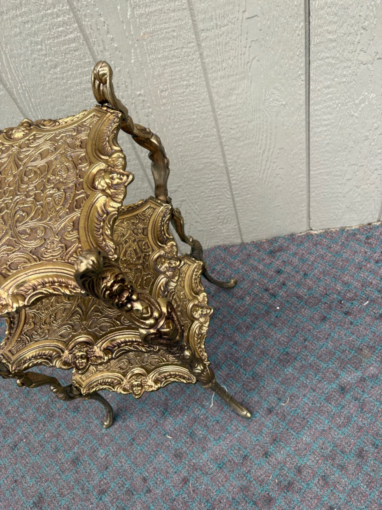 Ornate Victorian Three-Tier Cast Iron Plant Stand with Gold Finish