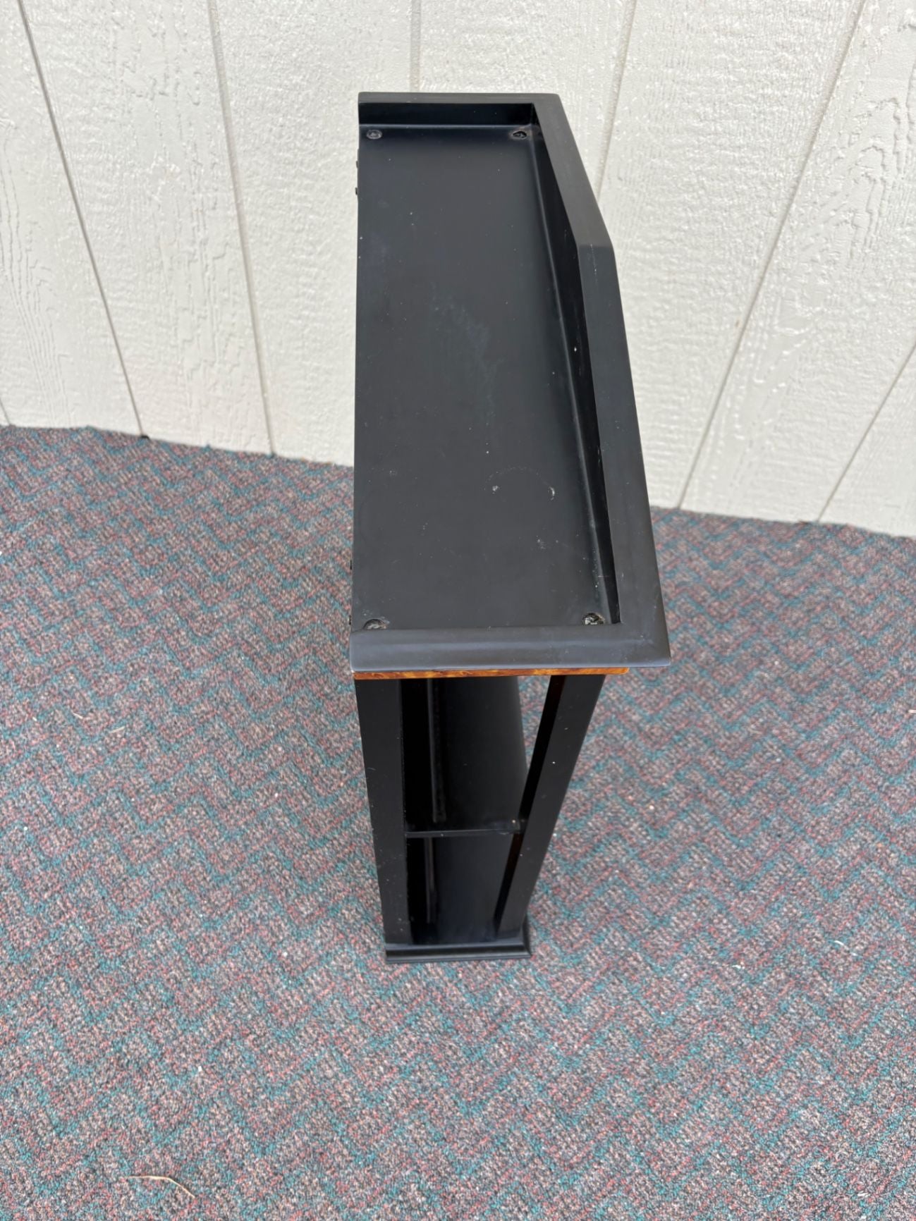 67420 Vintage Burled Wood Wall Shelf with Black Trim