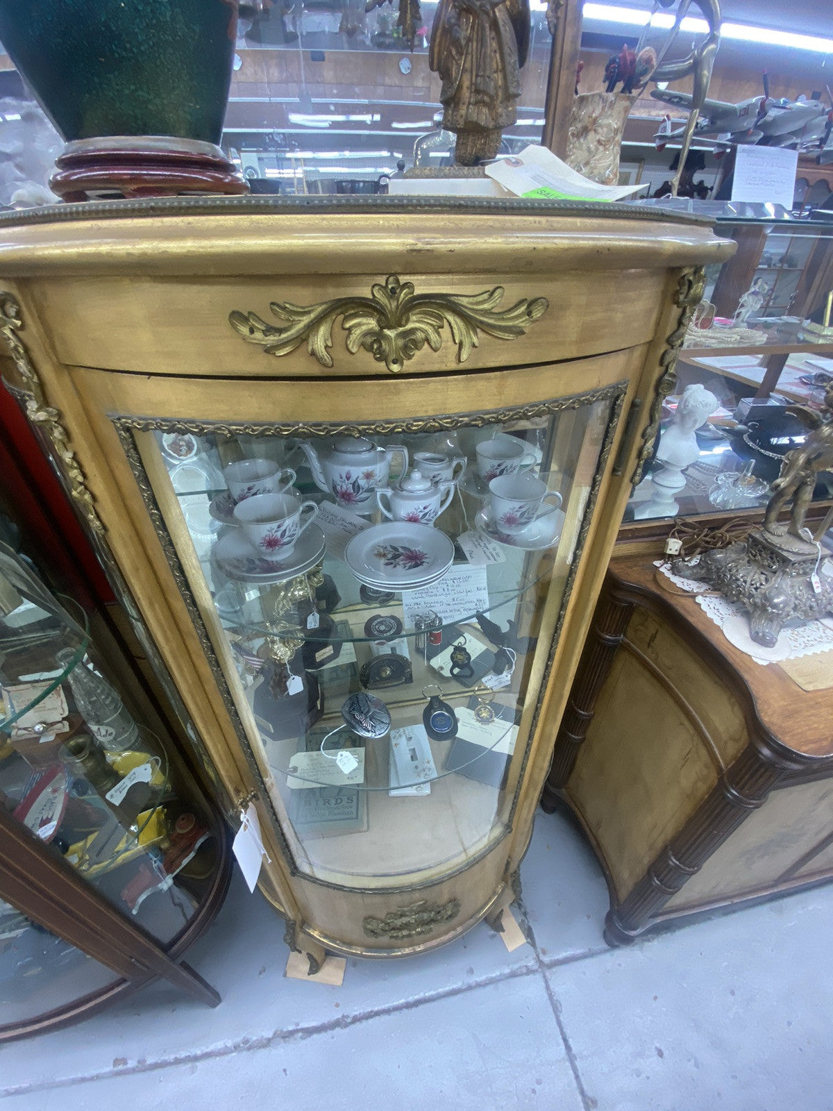 62863 Gold Decorator Bow Glass Curio  China Cabinet
