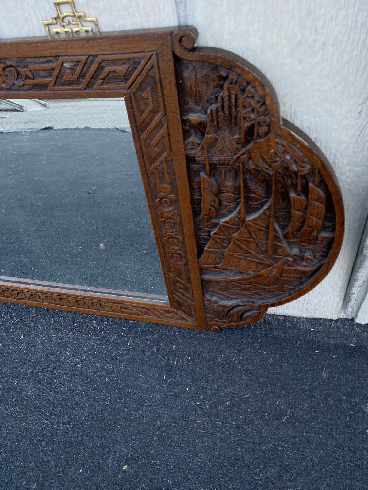 66384  Oriental Carved Wall Mirror