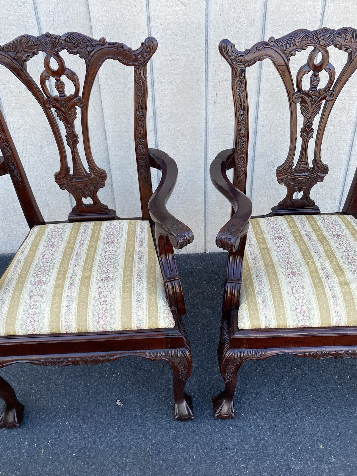 66346 Pair Mahogany Claw Foot Armchair Chair s