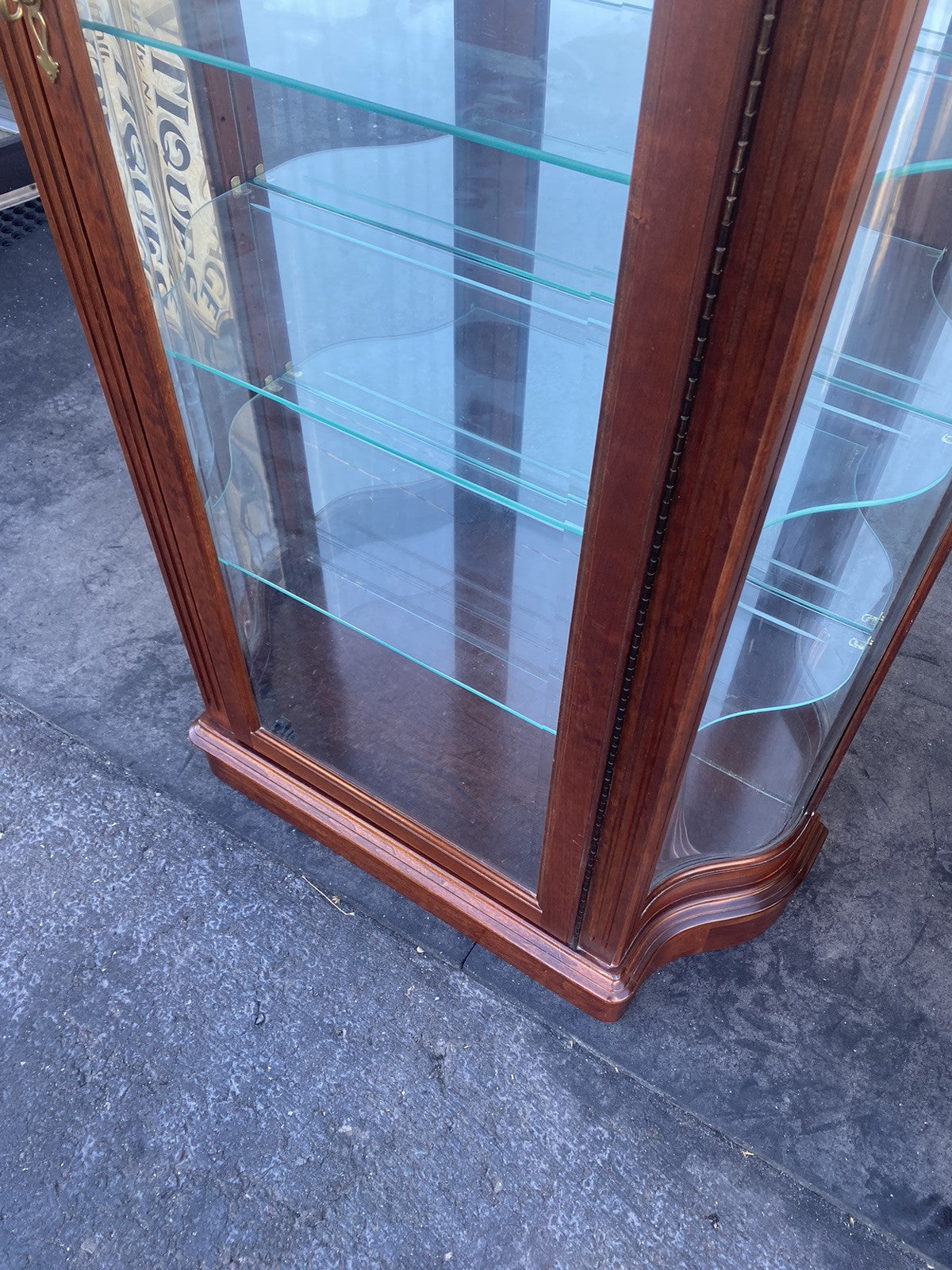 66378 Serpentine Glass Quality Curio China Cabinet