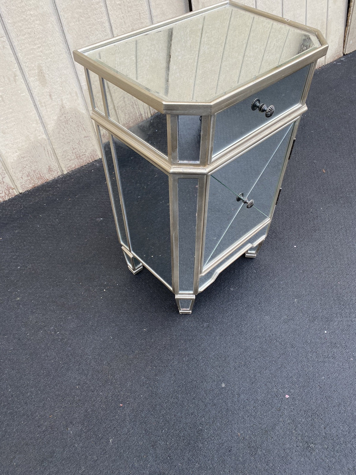 66351  Modern  Mirror Mirrored Nightstand End Table Stand