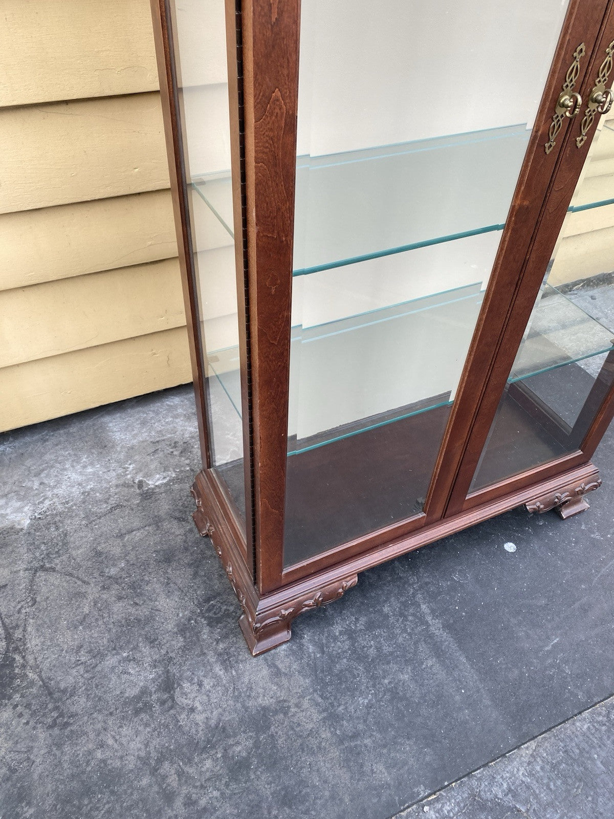 66239 Mahogany Arched Curio China Cabinet with Plate Glass Shelves