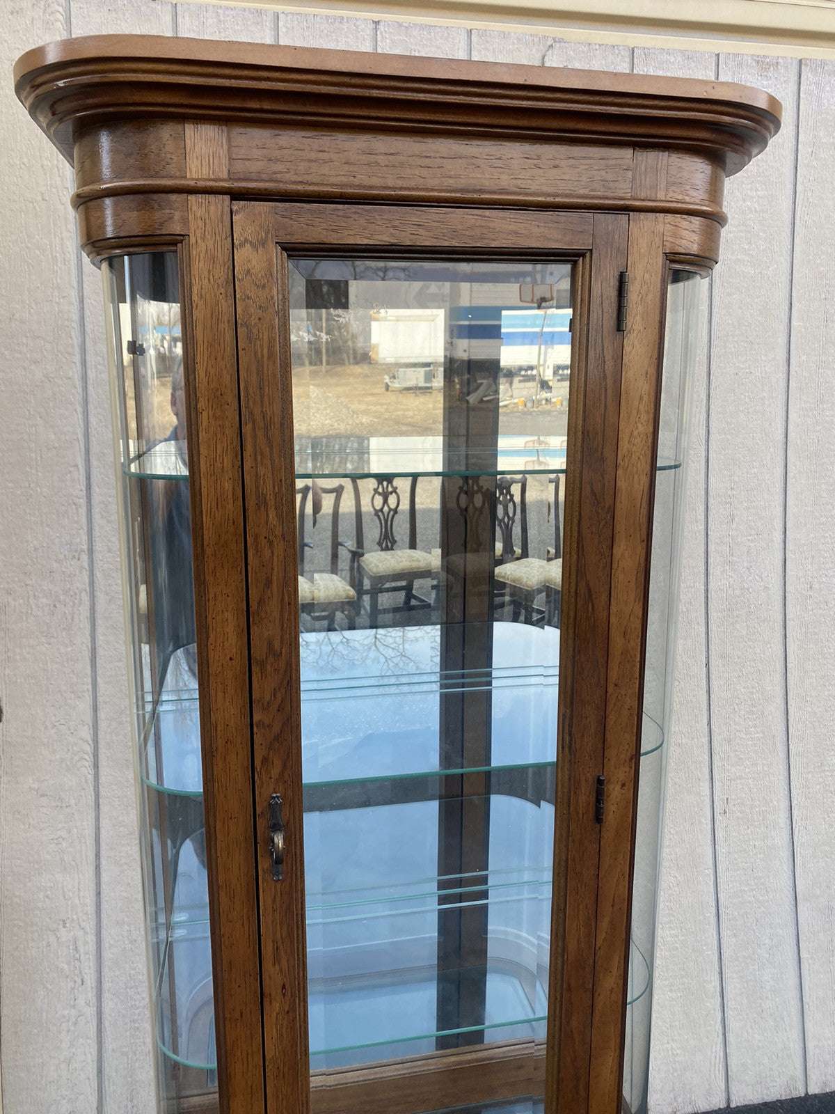 66240   Modern Pulaski Furniture Bow Glass Curio with Beveled Glass Front panels