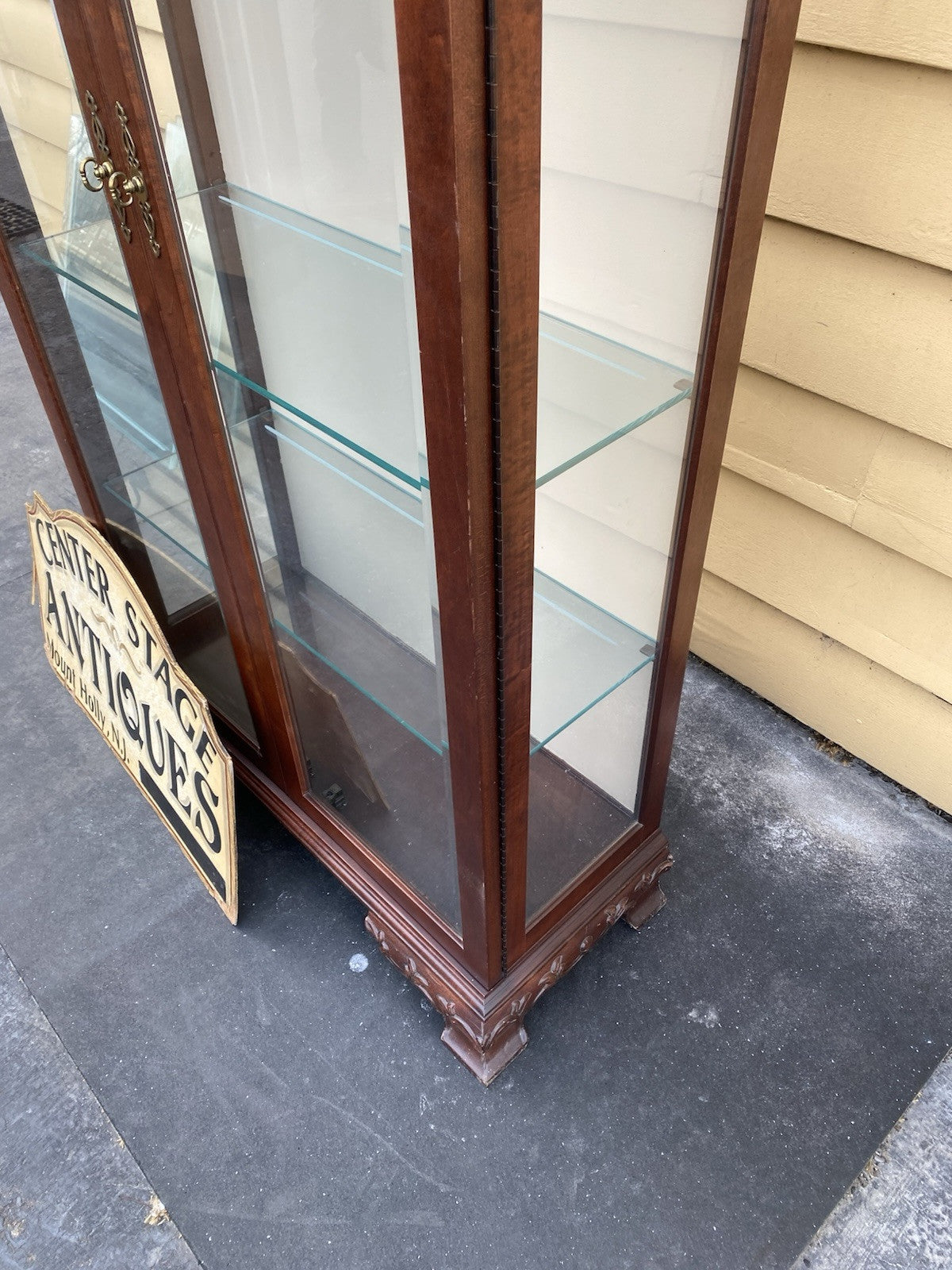66239 Mahogany Arched Curio China Cabinet with Plate Glass Shelves