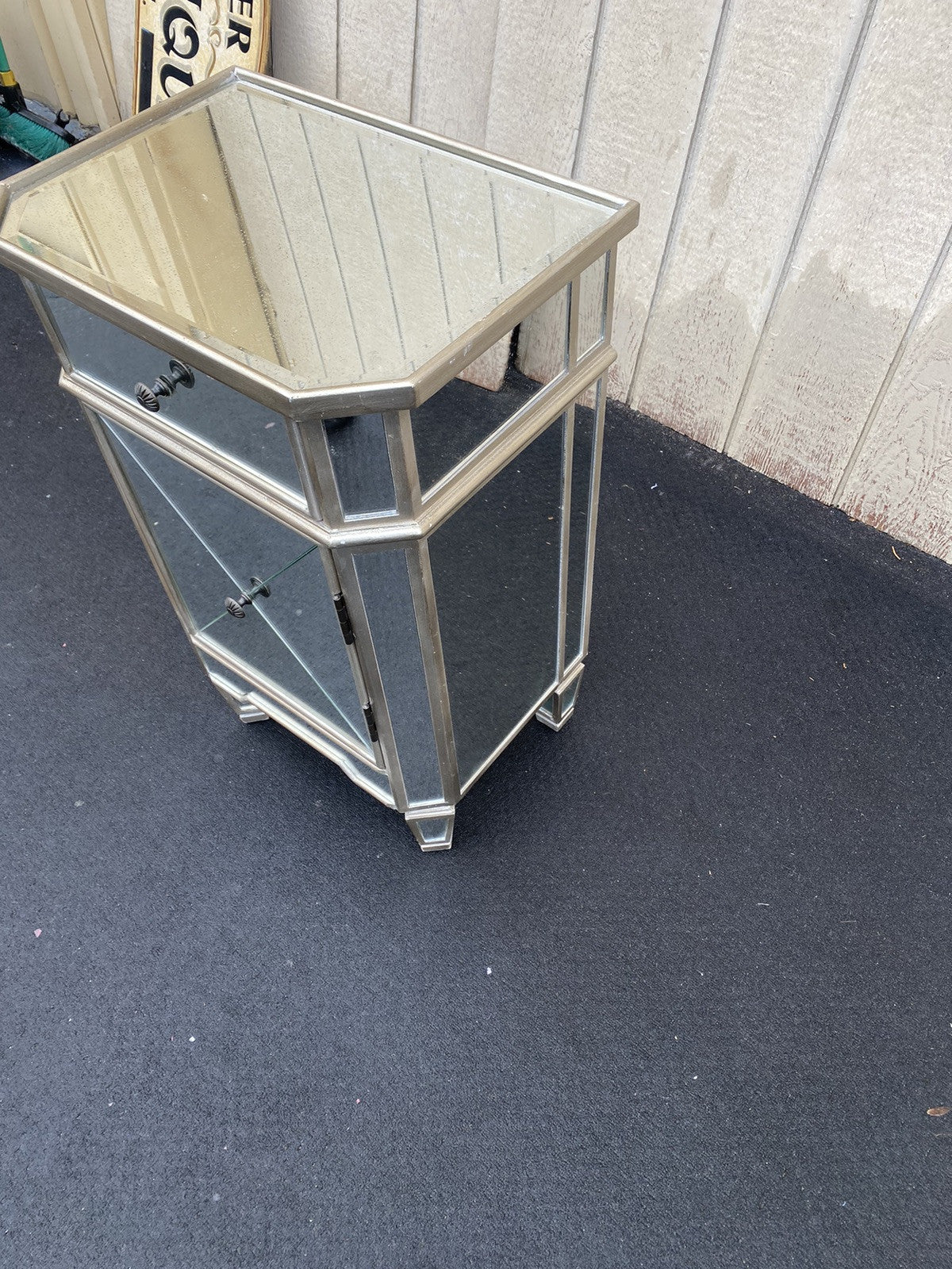 66351 Modern Mirror Mirrored Nightstand End Table Stand