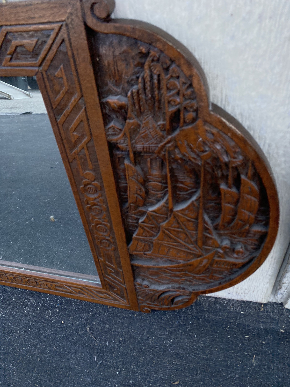 66384  Oriental Carved Wall Mirror