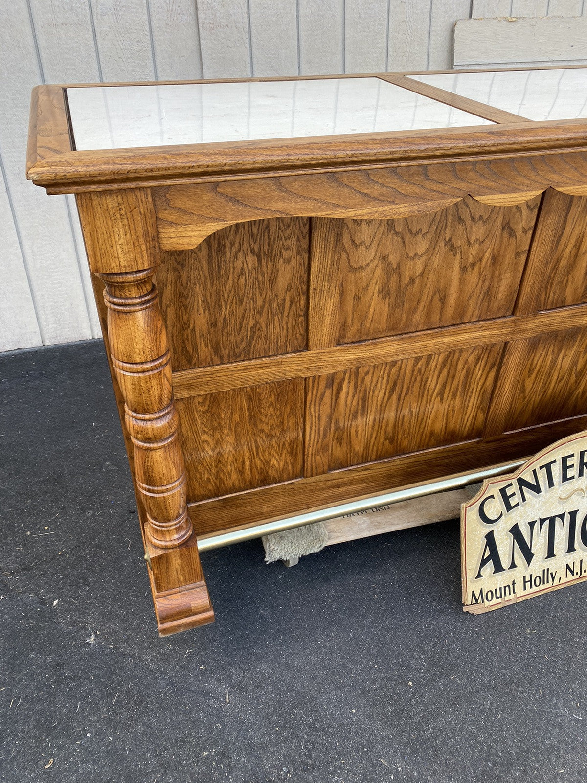 66334  Oak Tile Top Bar Liquor Cabinet with 2 Barstools Swivel  Stool Chair s