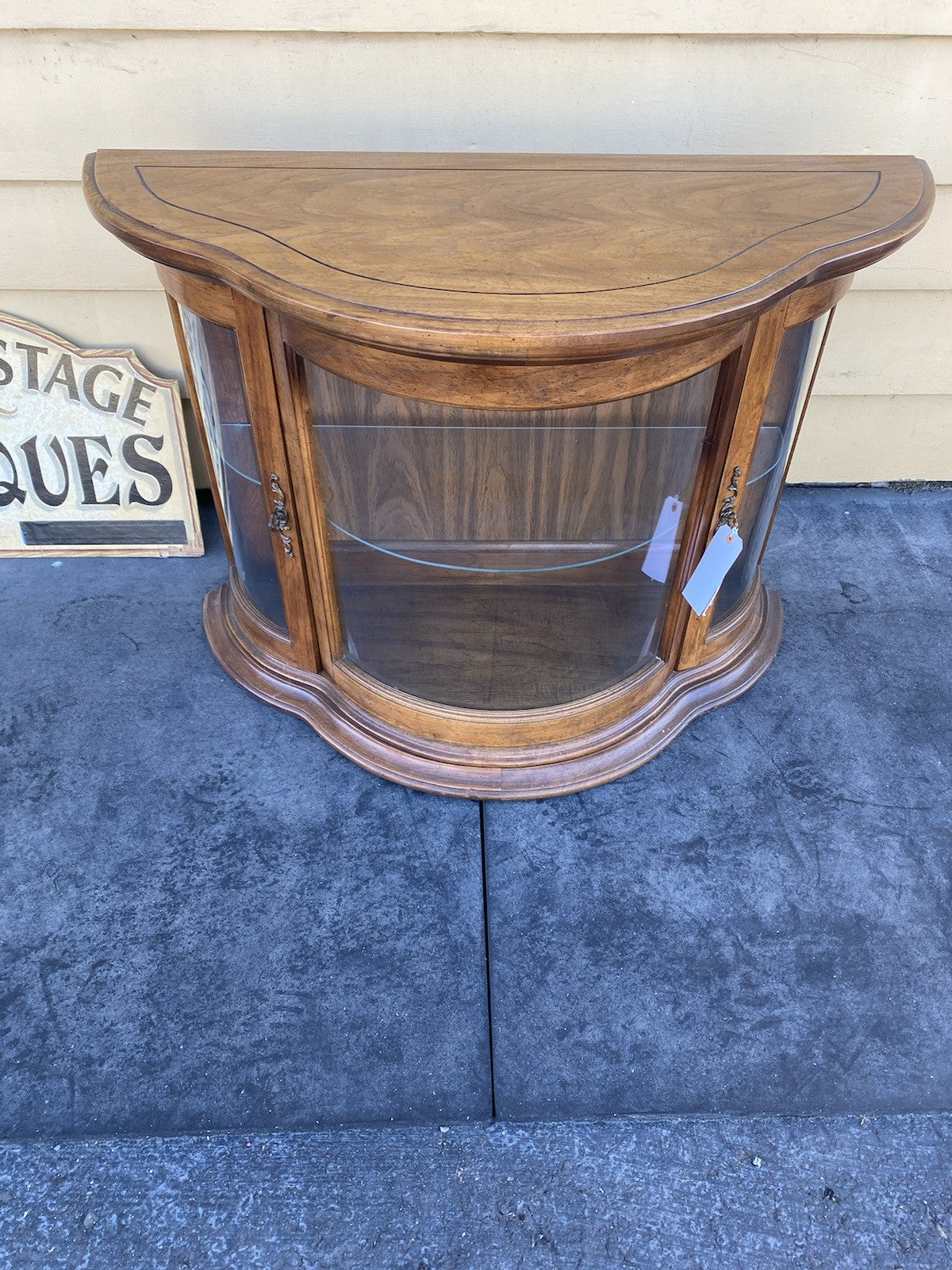 64540 Bow Glass Credenza Curio Cabinet