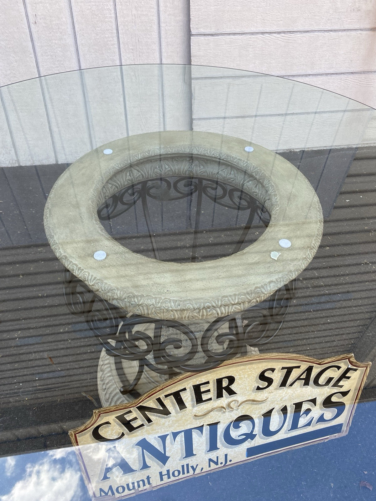 66359 BOMBAY Furniture Glass Top Foyer Dining Table with Fancy base