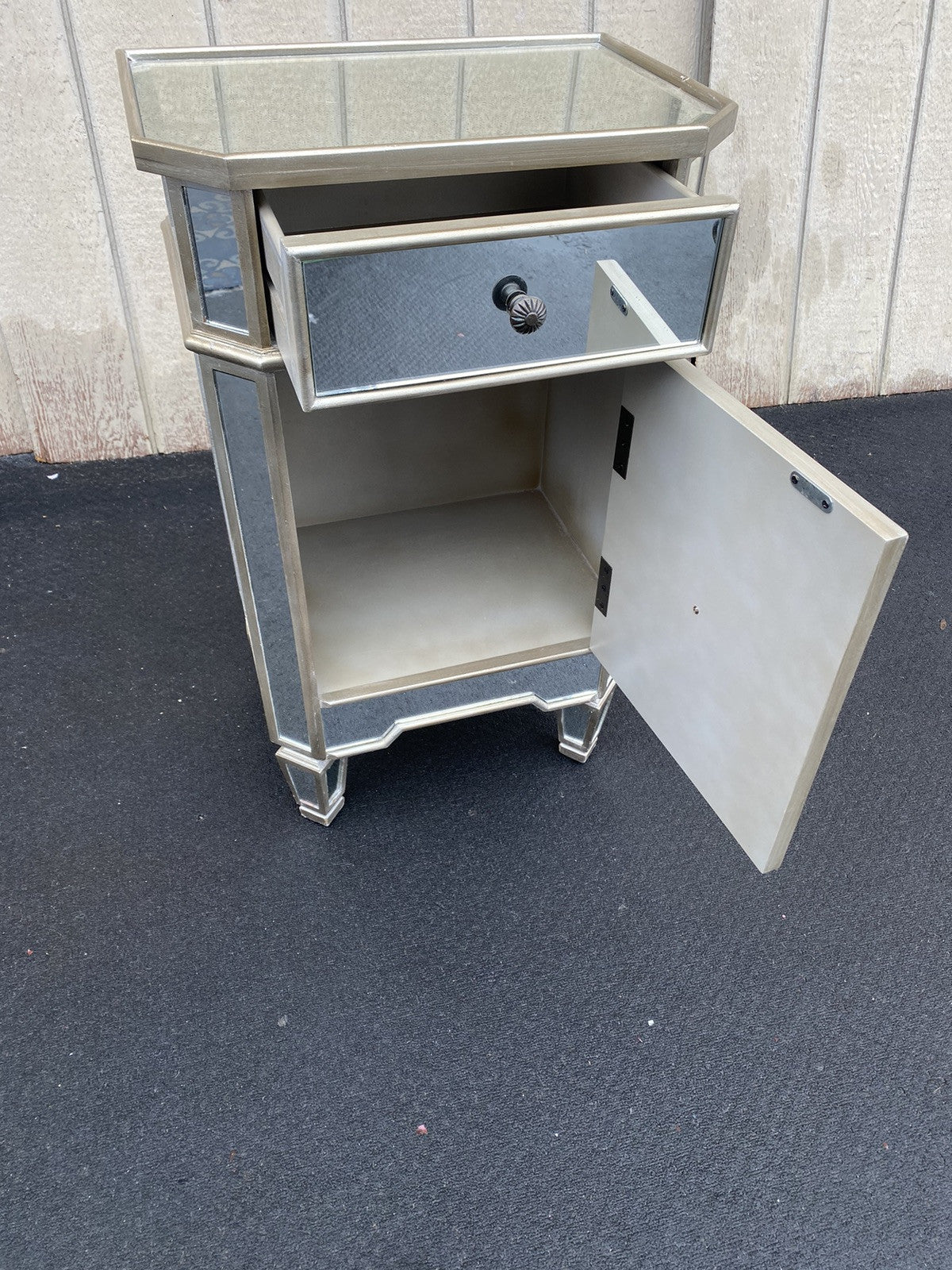 66351  Modern  Mirror Mirrored Nightstand End Table Stand