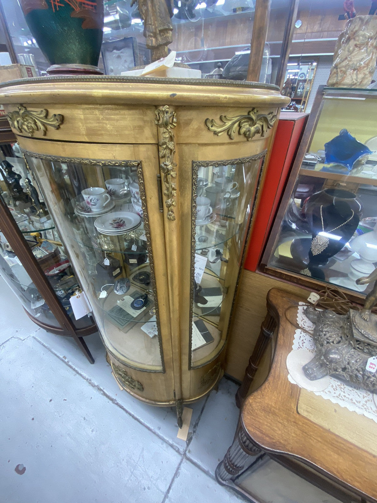 62863 Gold Decorator Bow Glass Curio  China Cabinet
