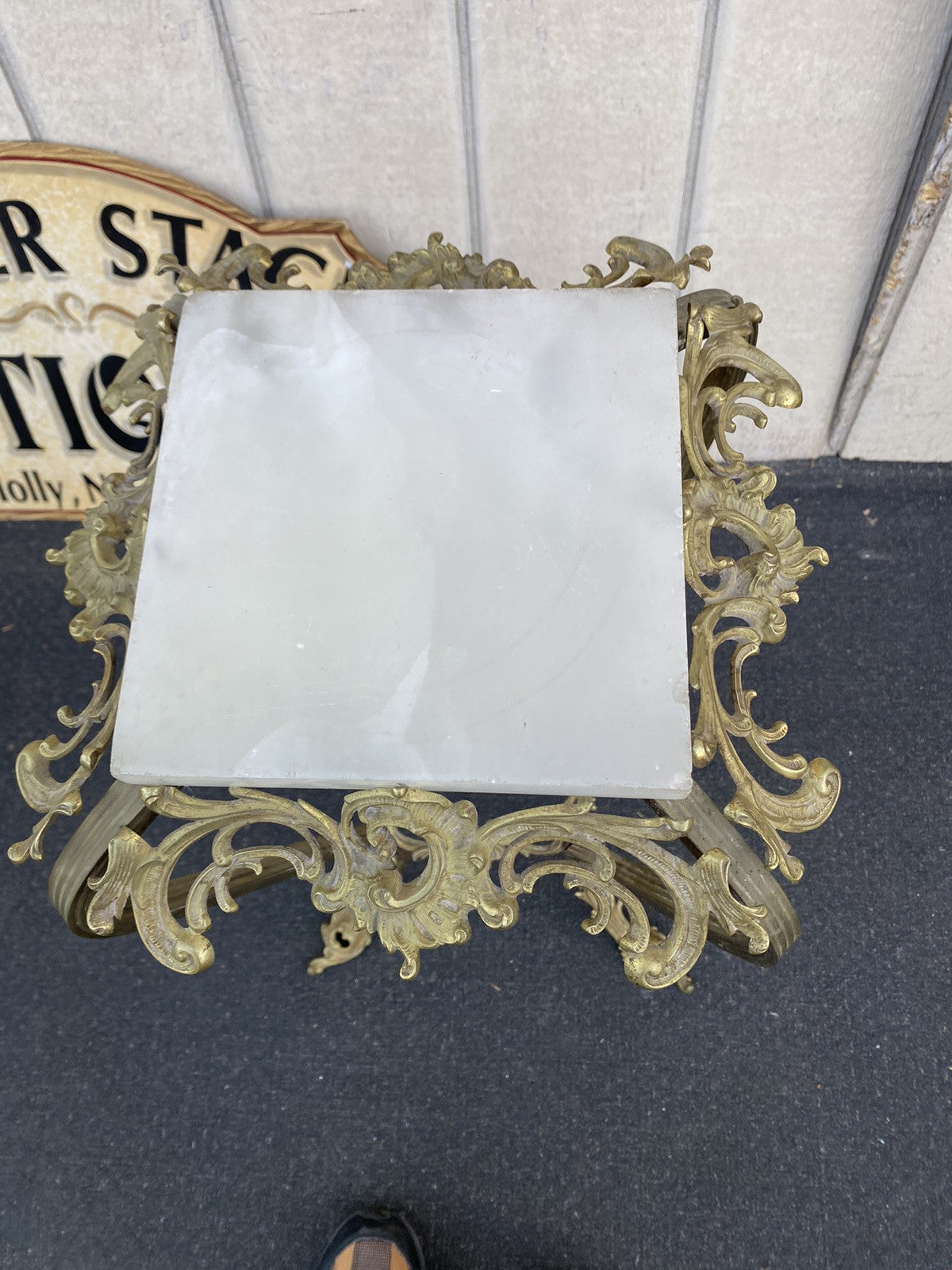 66370 Fancy Victorian Brass and Onyx Stand.