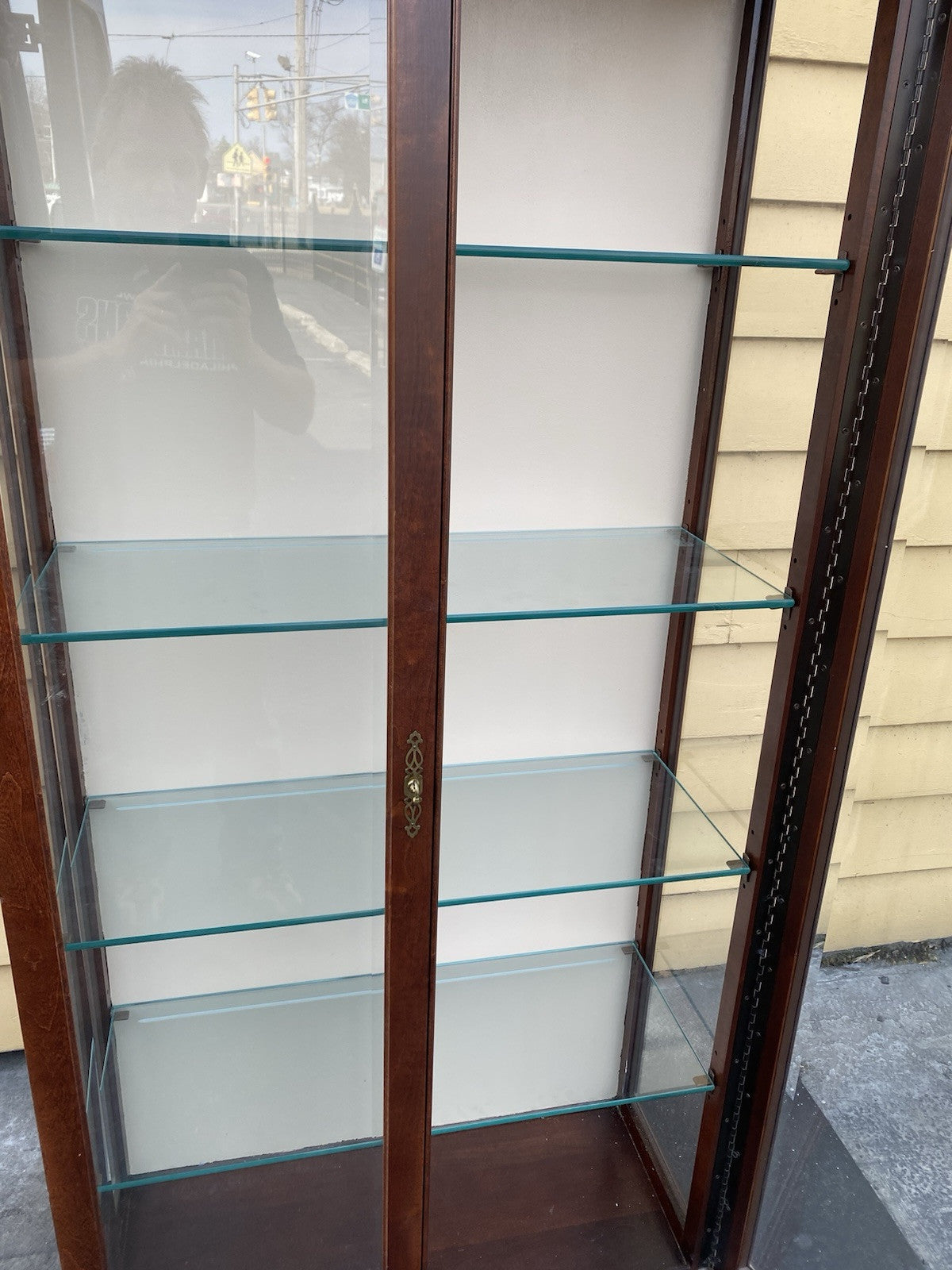 66239 Mahogany Arched Curio China Cabinet with Plate Glass Shelves