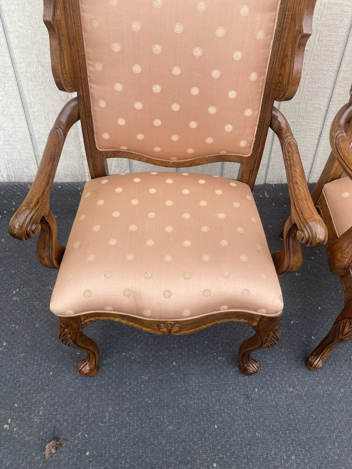 66413 Pair Oak Louis XV  Bergere Armchair Chair s