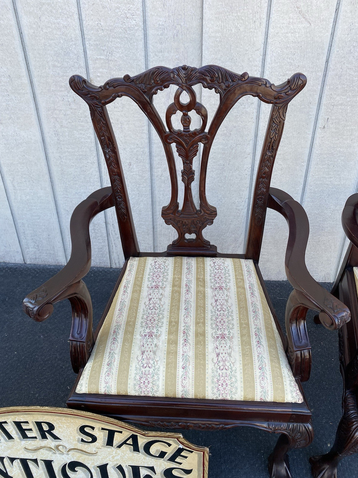 66346 Pair Mahogany Claw Foot Armchair Chair s