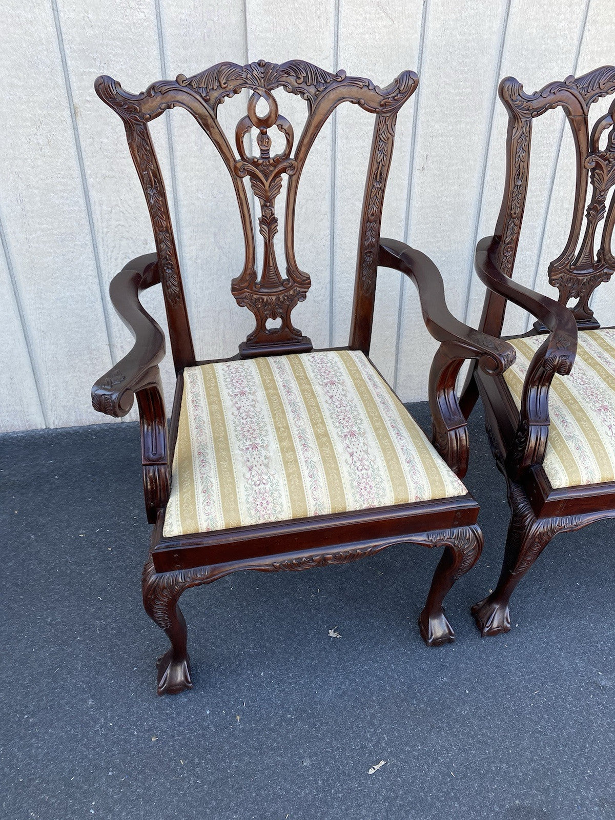 66346 Pair Mahogany Claw Foot Armchair Chair s