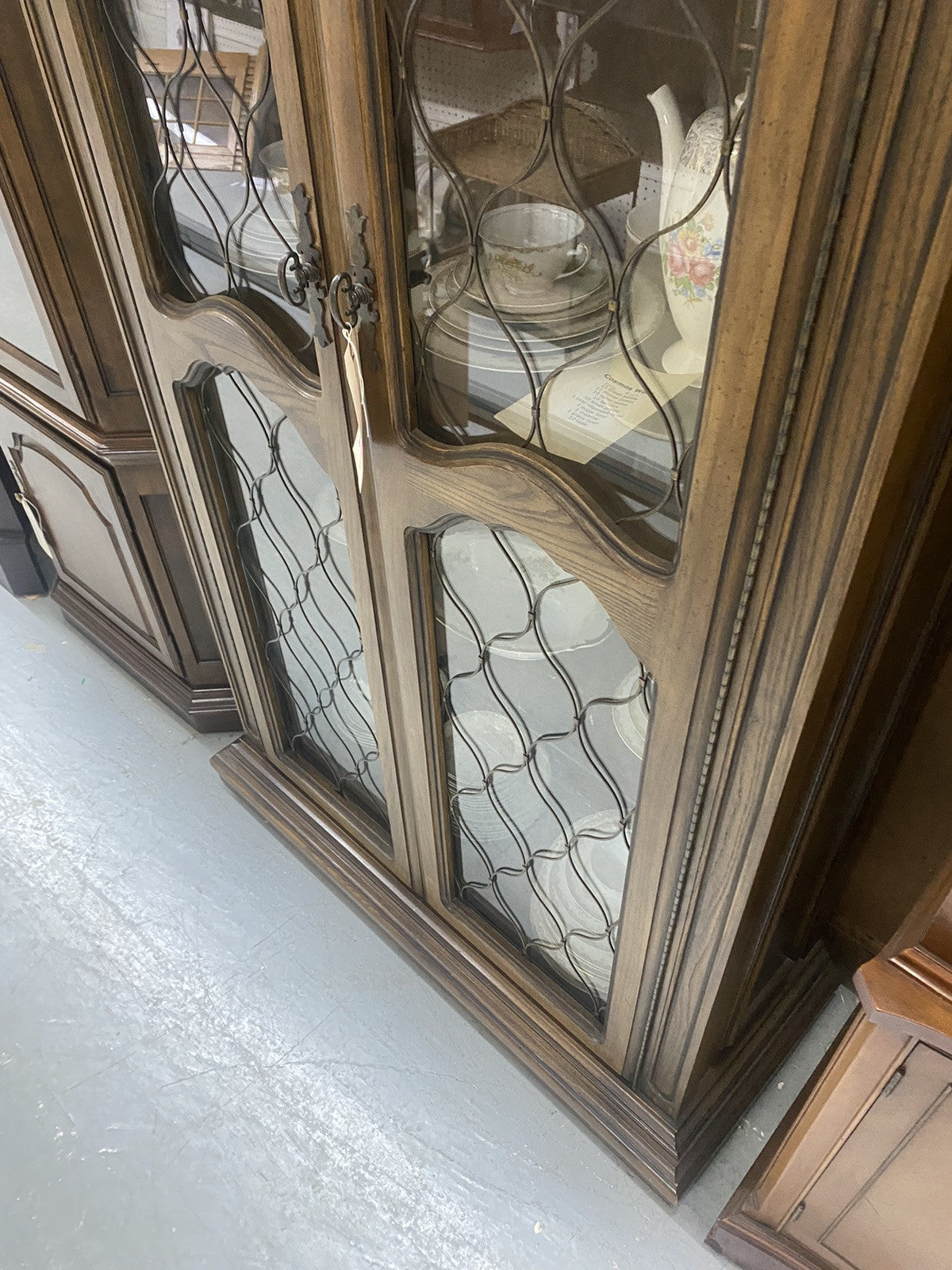 57262   Fancy  Modern Oak Curio China Cabinet with Light