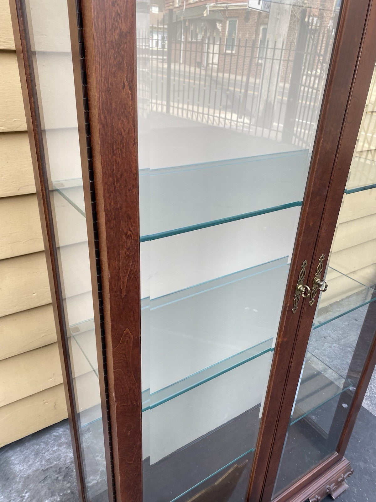 66239 Mahogany Arched Curio China Cabinet with Plate Glass Shelves