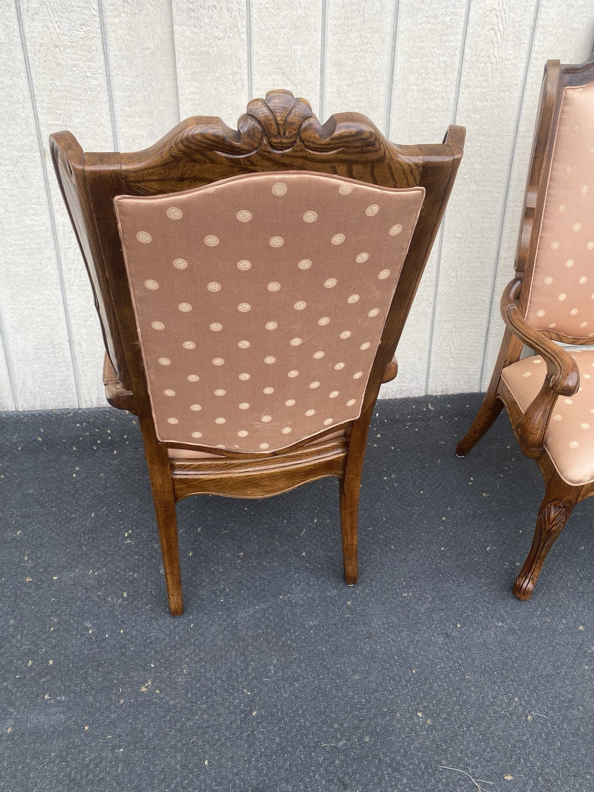 66413 Pair Oak Louis XV  Bergere Armchair Chair s