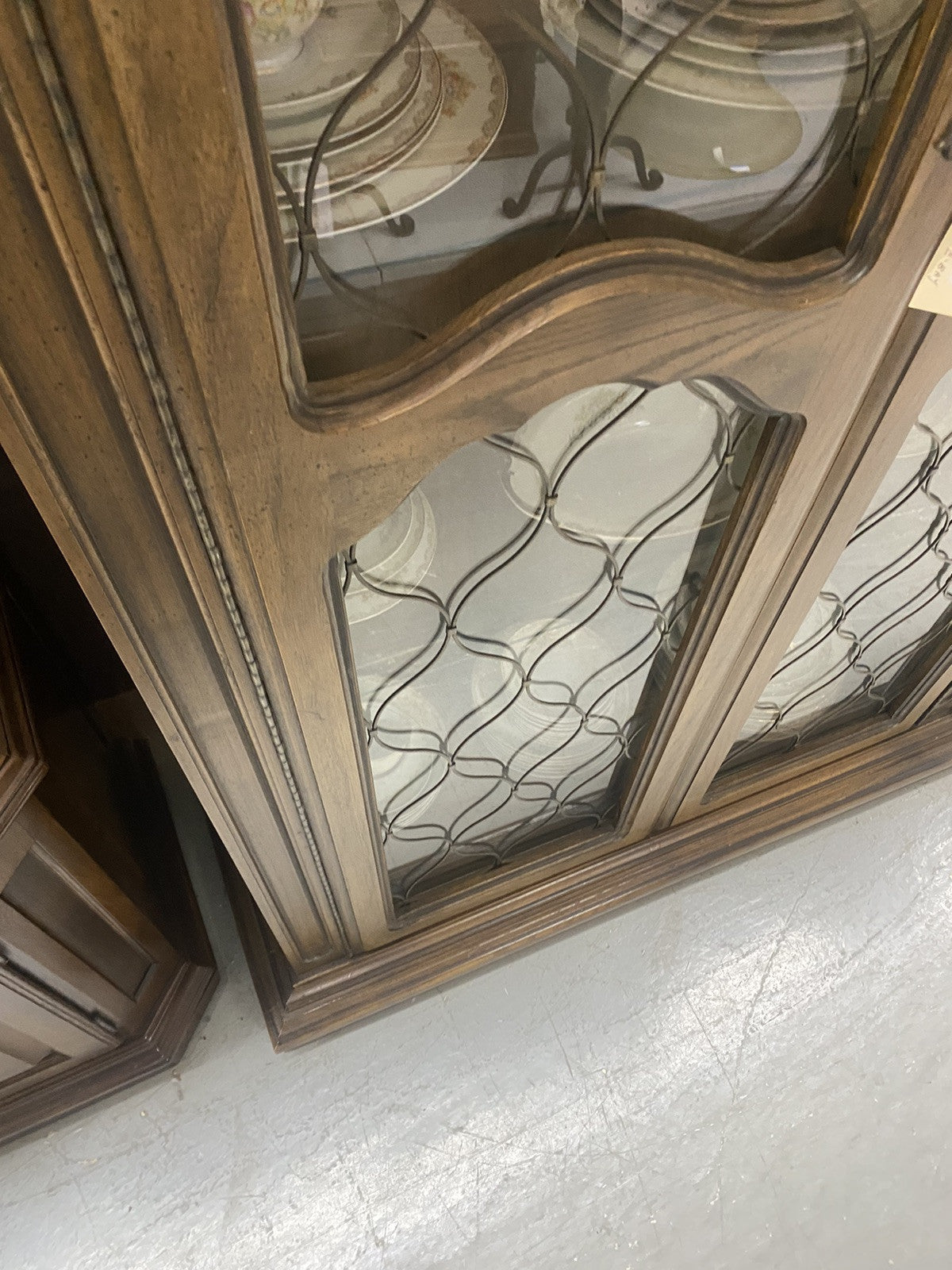 57262   Fancy  Modern Oak Curio China Cabinet with Light