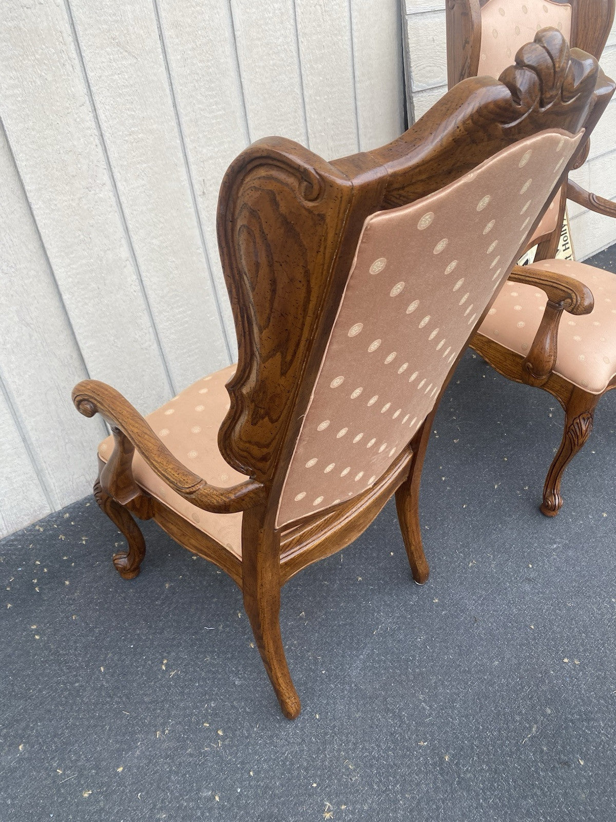 66413 Pair Oak Louis XV  Bergere Armchair Chair s