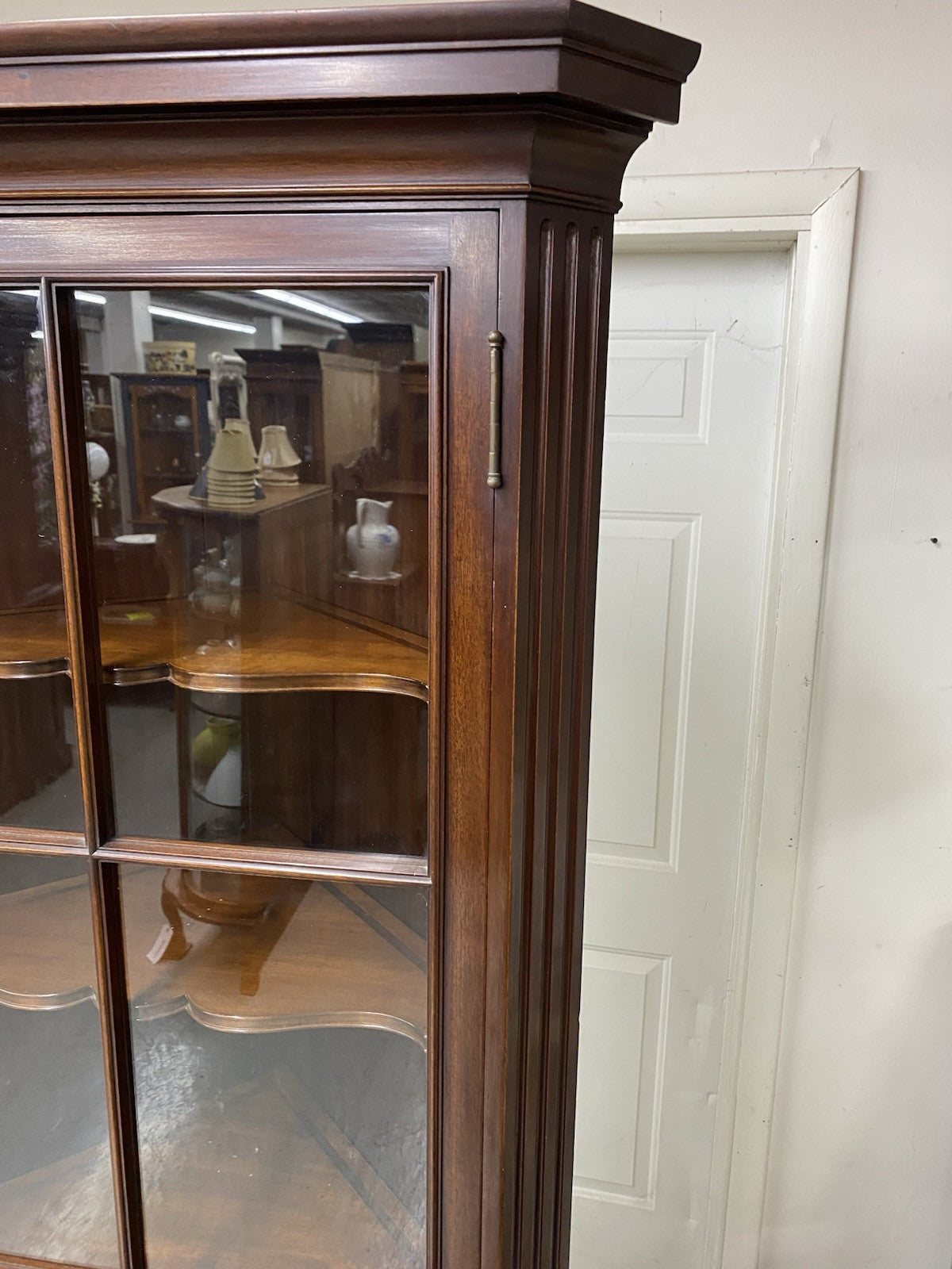 63750 Freidman Brothers FB Mahogany Corner Curio Cabinet Circa 1915