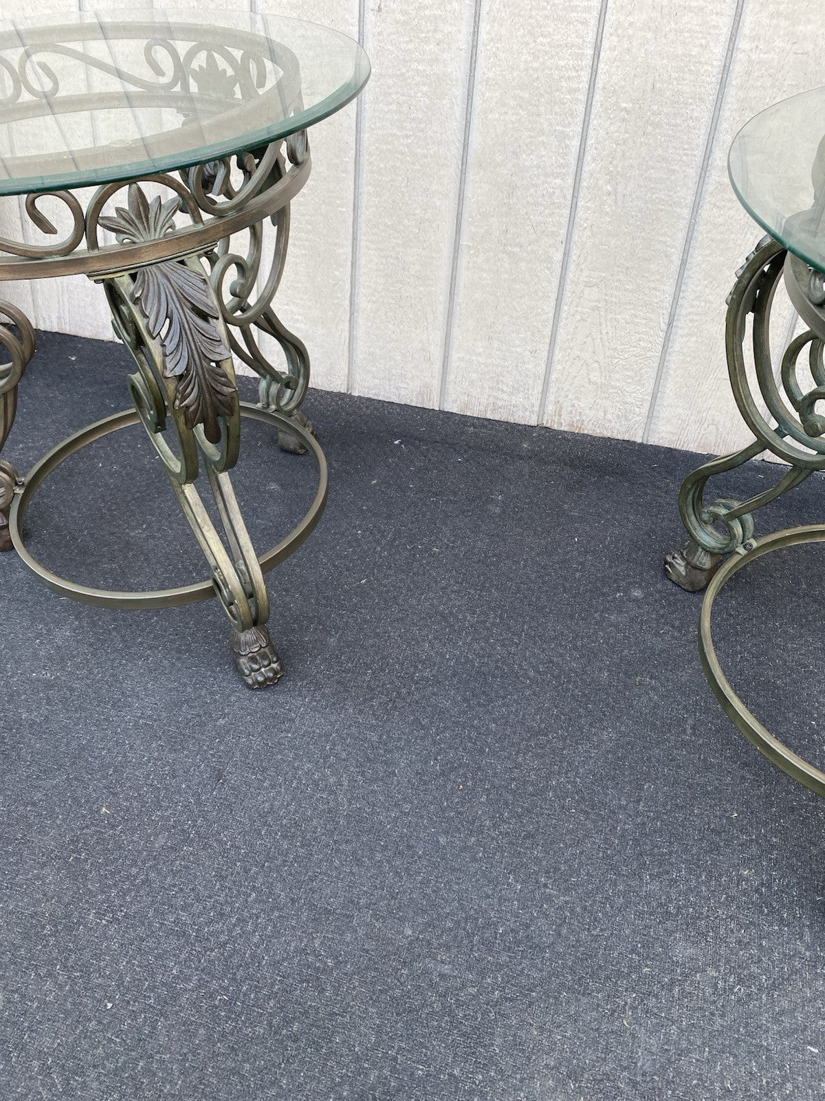 66440  Pair Glass Top Lamp Table Stand s