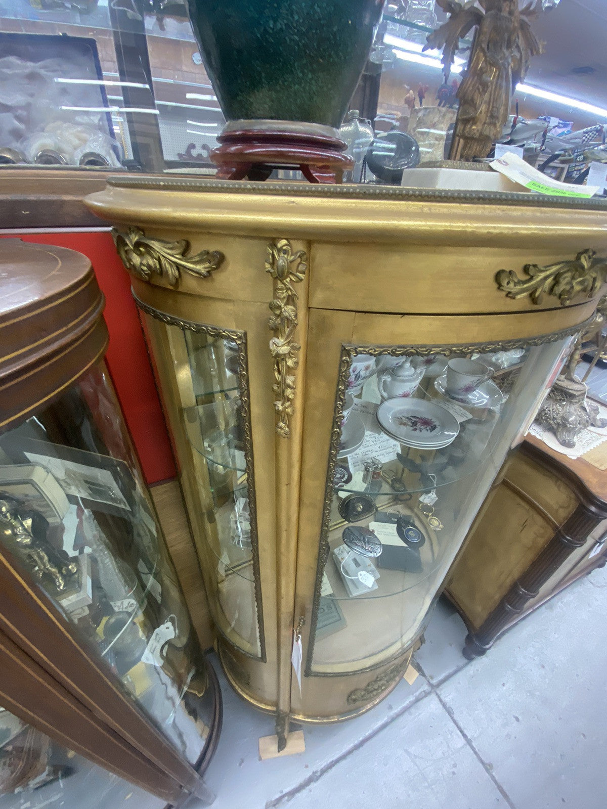 62863 Gold Decorator Bow Glass Curio  China Cabinet