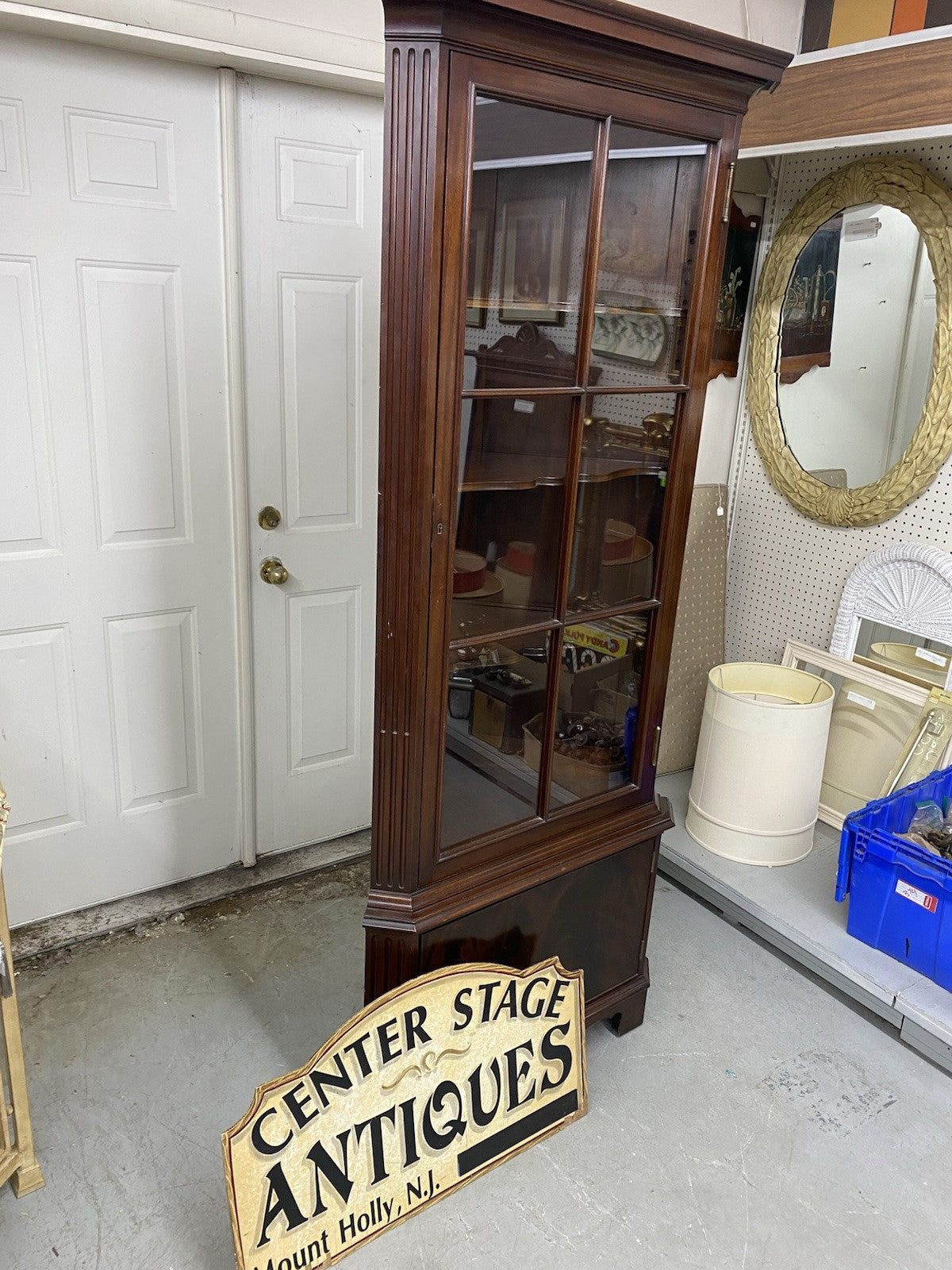 63750 Freidman Brothers FB Mahogany Corner Curio Cabinet Circa 1915
