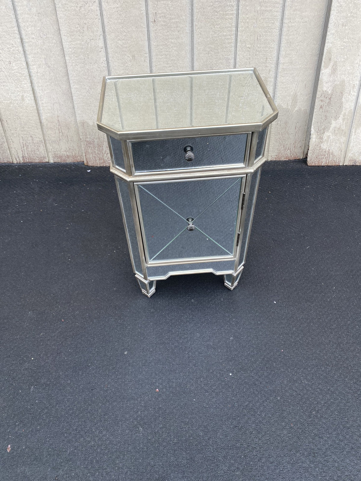 66351  Modern  Mirror Mirrored Nightstand End Table Stand